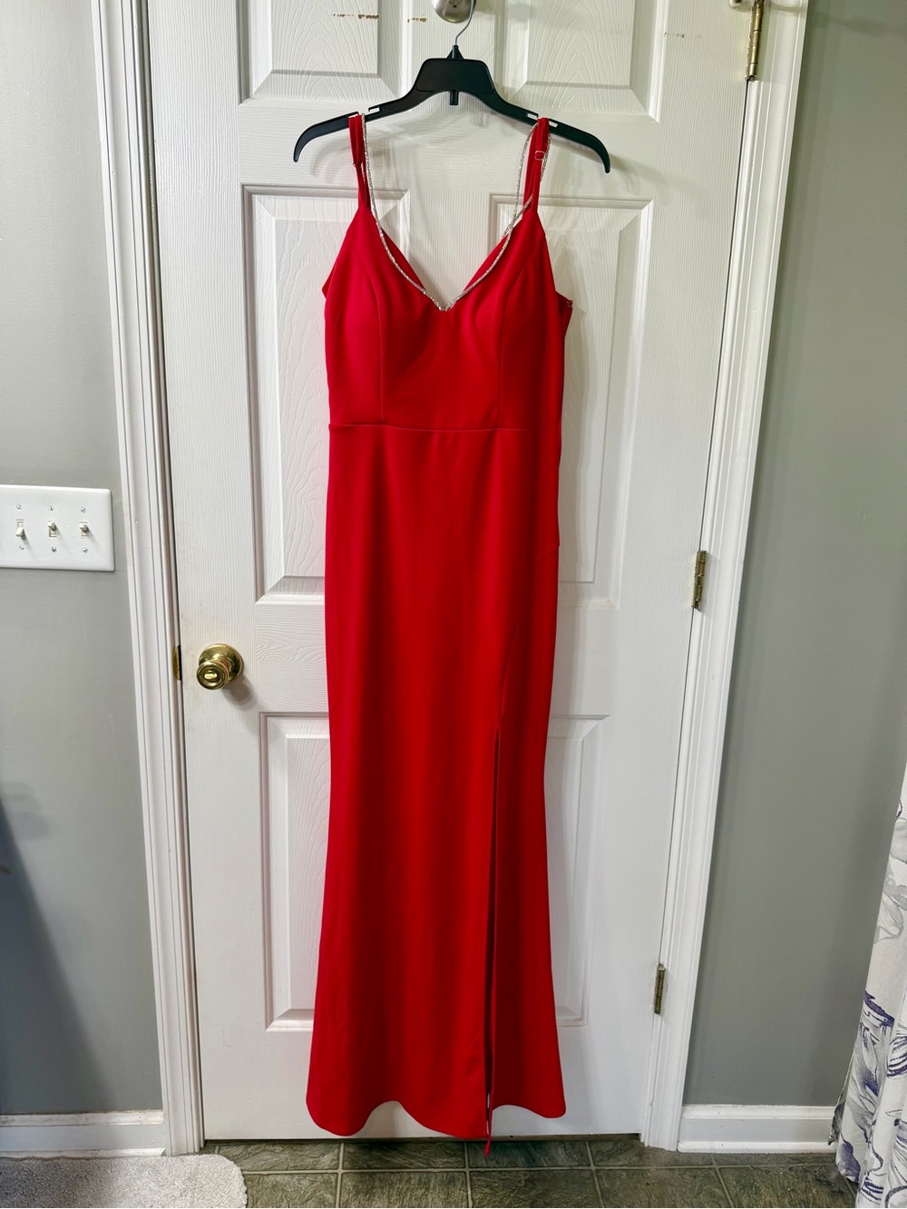Trixxi Red V-Neck Spaghetti-Strap Maxi Dress